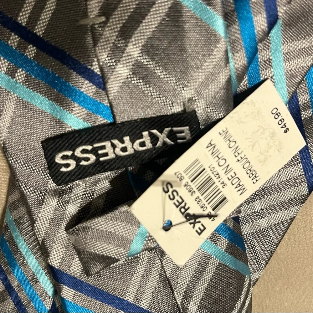 Express Corbata A‎ rrallas de hombre silver, Azul 61”long